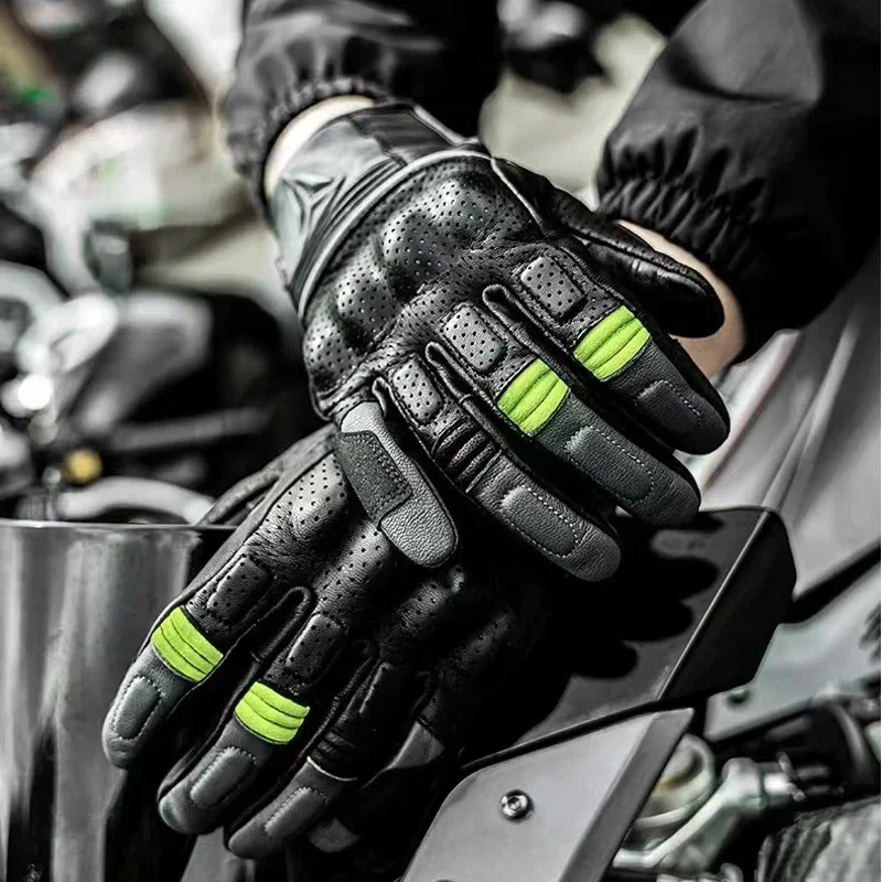 

Men's Leather Motorcycle Gloves Summer Motorbike Motorcycles Breatheable Riding Gant Motorcycle Glove Summer Luva Motorcyclist