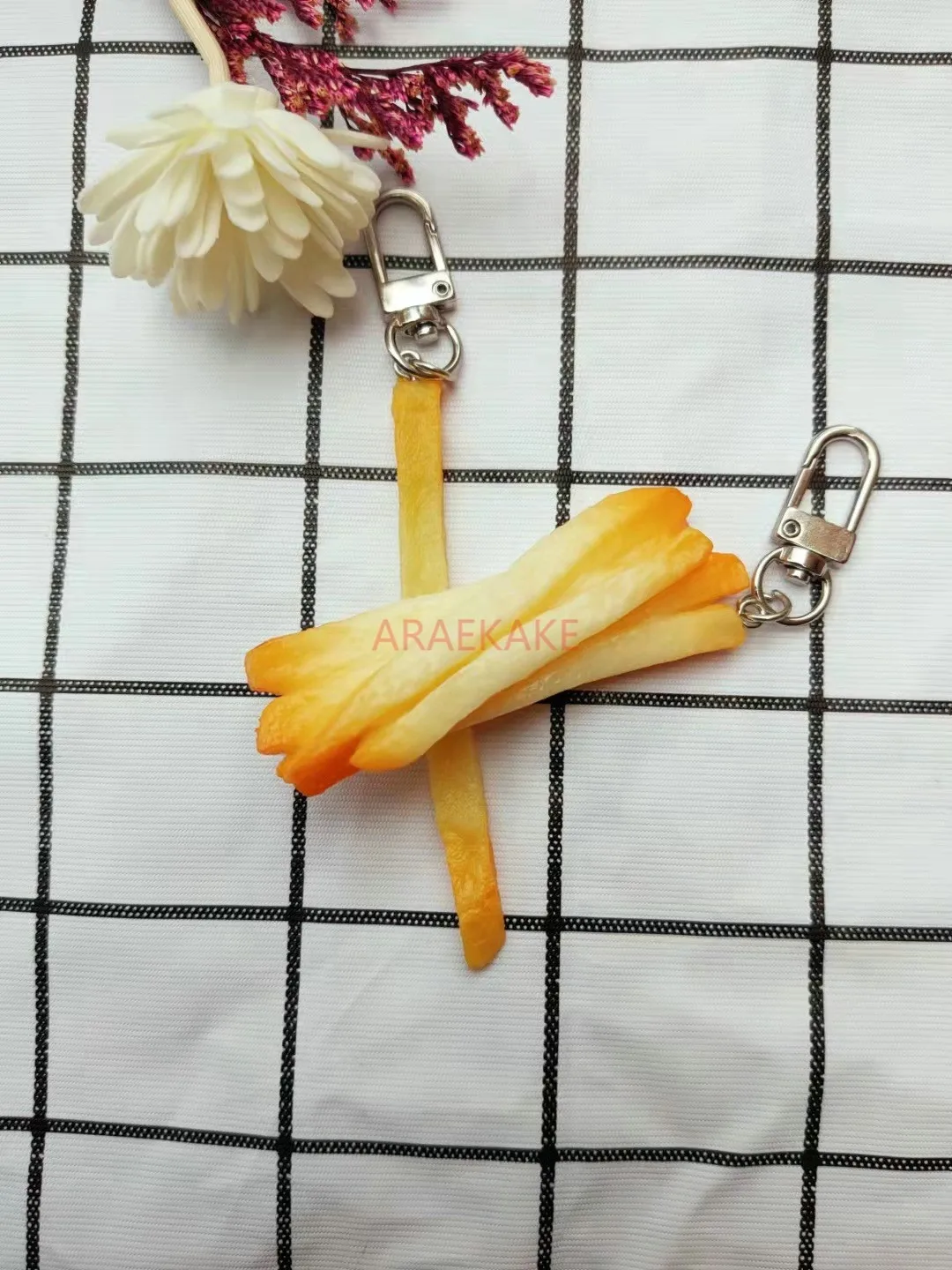 1 stücke simulierte Lebensmittel Schlüssel anhänger Anhänger, simulierte Pommes Frites Schlüssel bund, kreative Tasche Anhänger