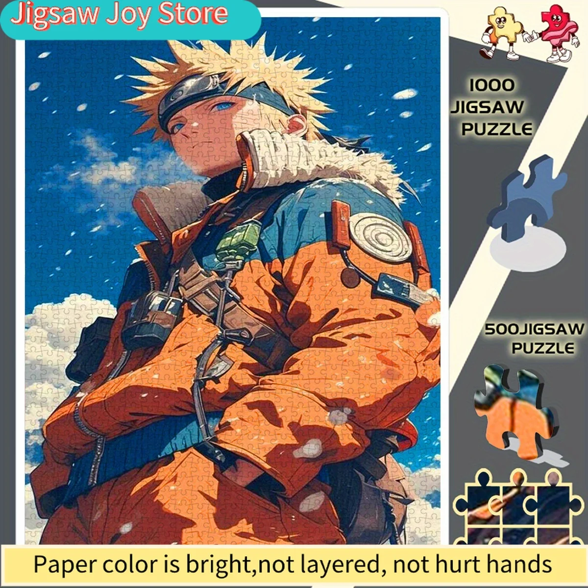 

Puzzle, Paper Jigsaw Puzzle, DIY Puzzle, Large Size, Naruto Snow Scene Orange Winter Outfit Cool Anime Style Suitable for Time