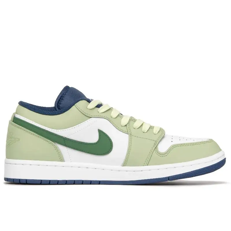 【Customize】Air Jordan 1 Vintage Basketball Shoes Men Low-top White/green Sneakers shoes 553558-414