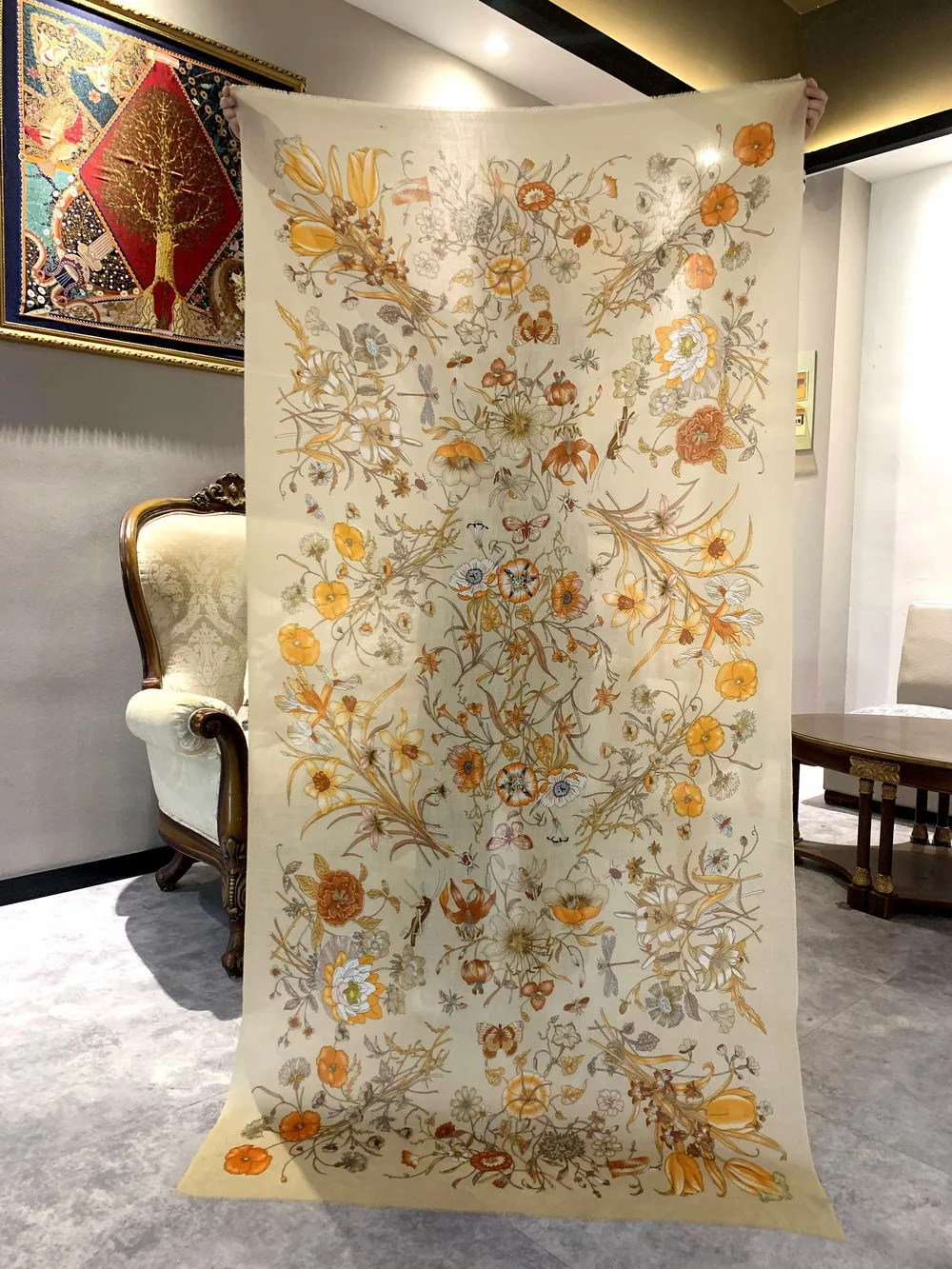 

Long Cashmere Scarf Winter Luxury Cashmere Scarves Pashmina Shawl Women Foulard Hiver Femme Cachemire 200 100cm Flowers