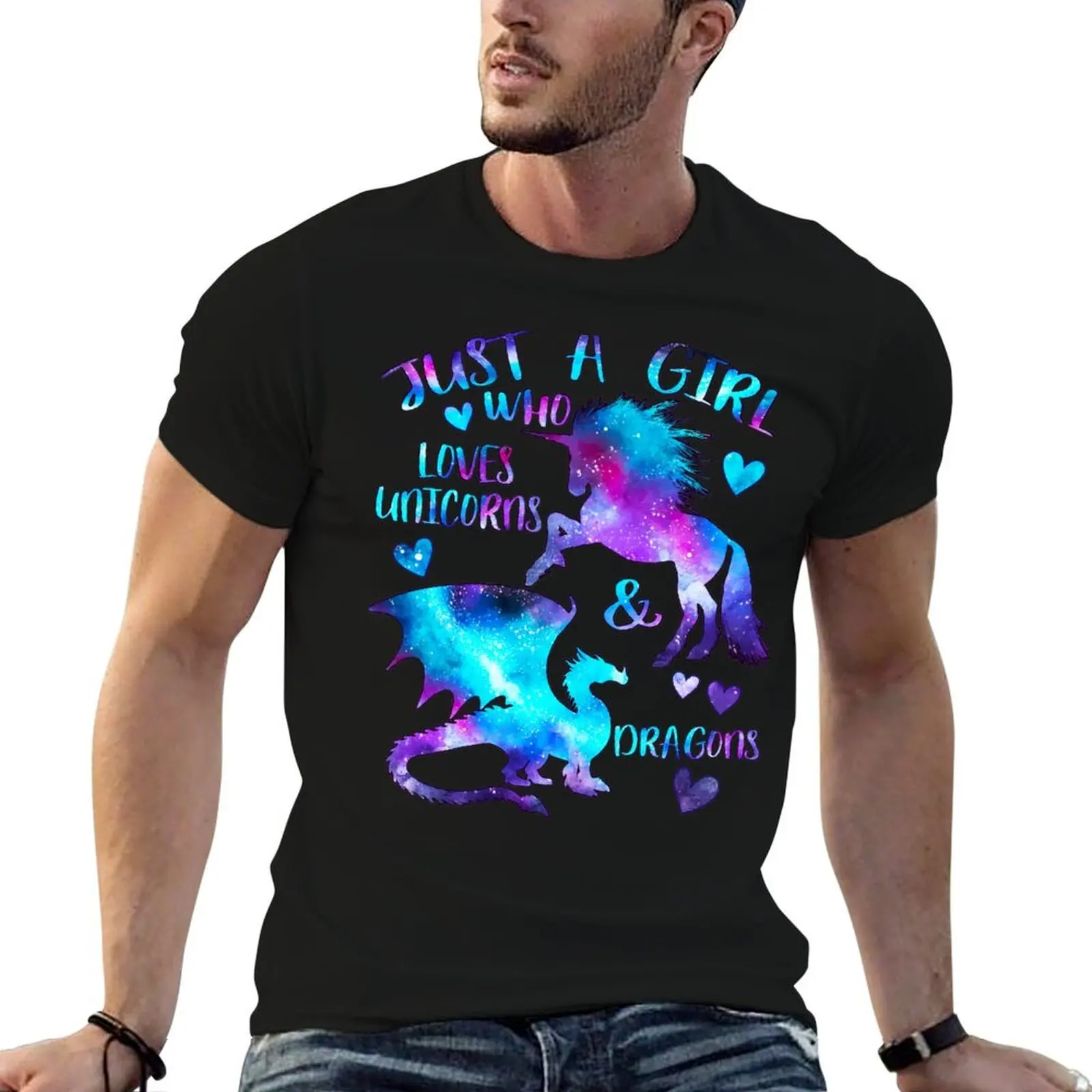 Just a girl who loves unicorns and dragons T-Shirt man t shirts for men man t shirts graphic T-Shirt