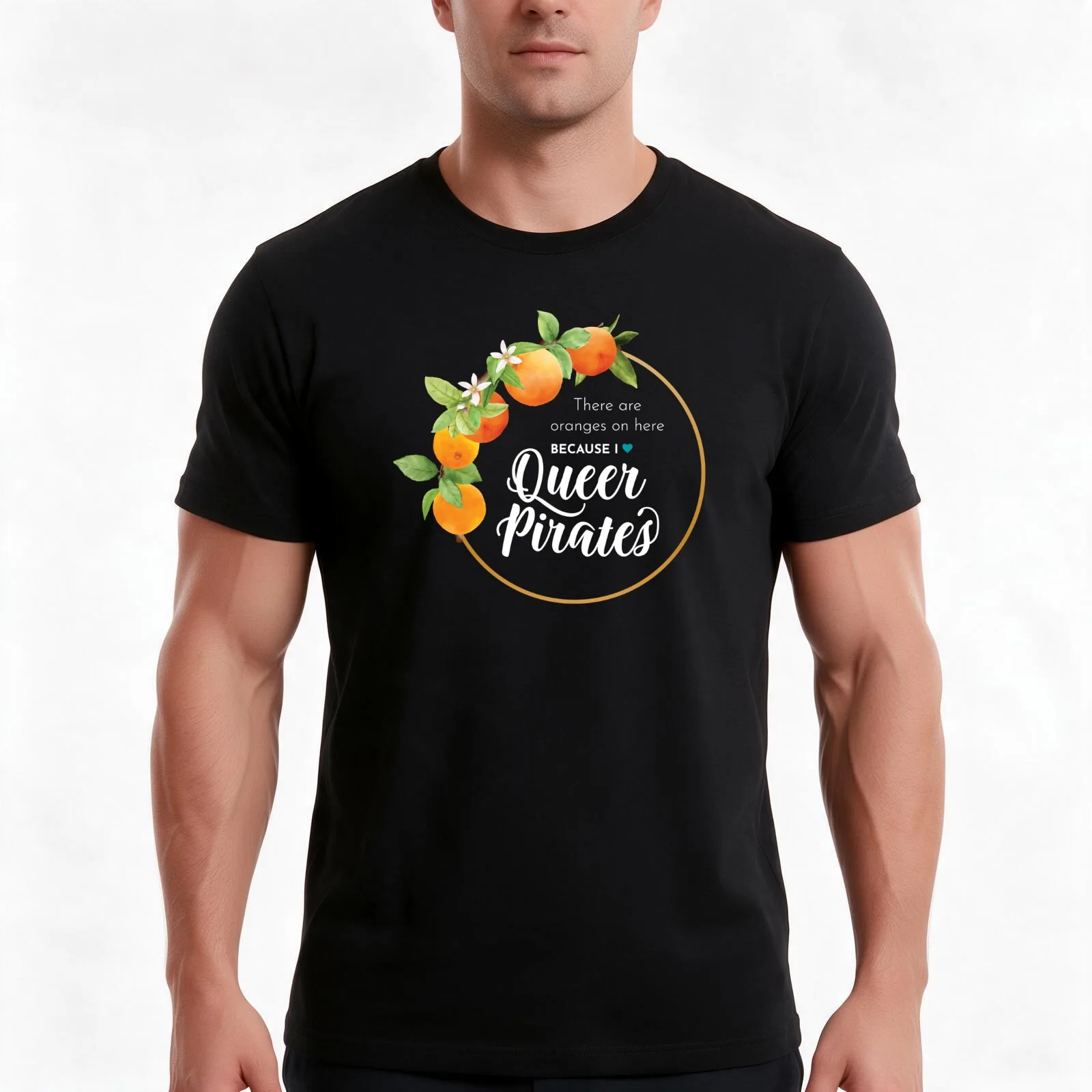Oranges on a Shirt for Queer Pirates T-Shirt, Summer Casual Cotton Tee, Oversized Streetwear Tops, Vintage Graphic Print