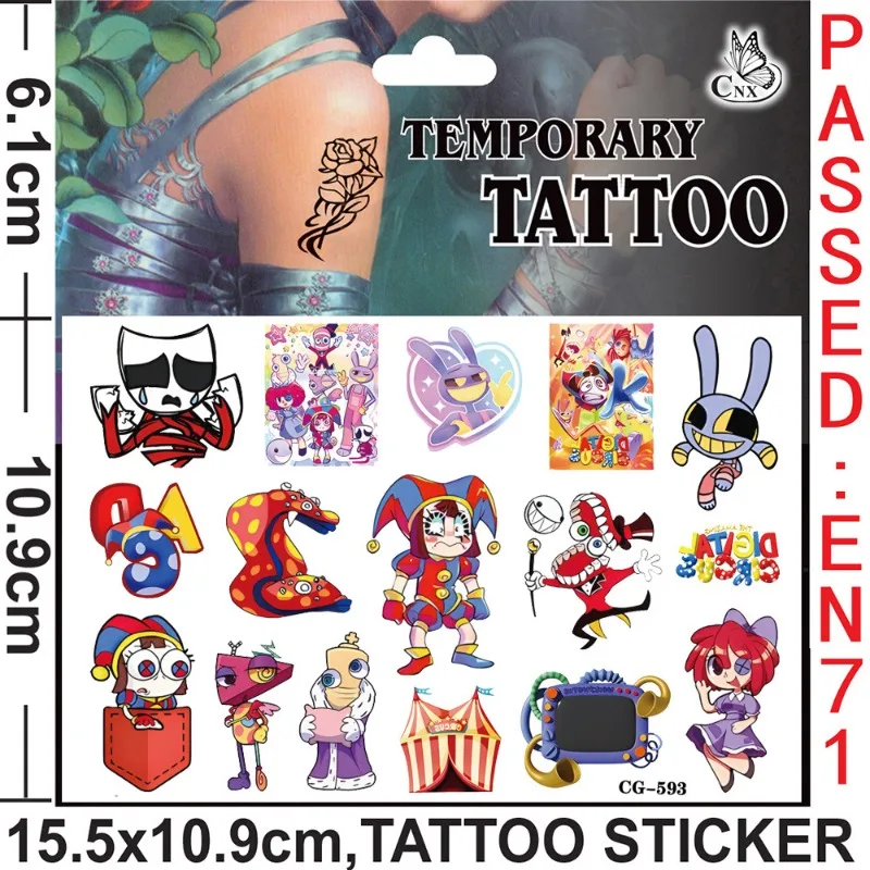 The Amazing Digital Circus Children\'s Toys Tattoo Stickers Cartoon Anime Kids Birthday Party Decoration Boys Girls Cute Gifts