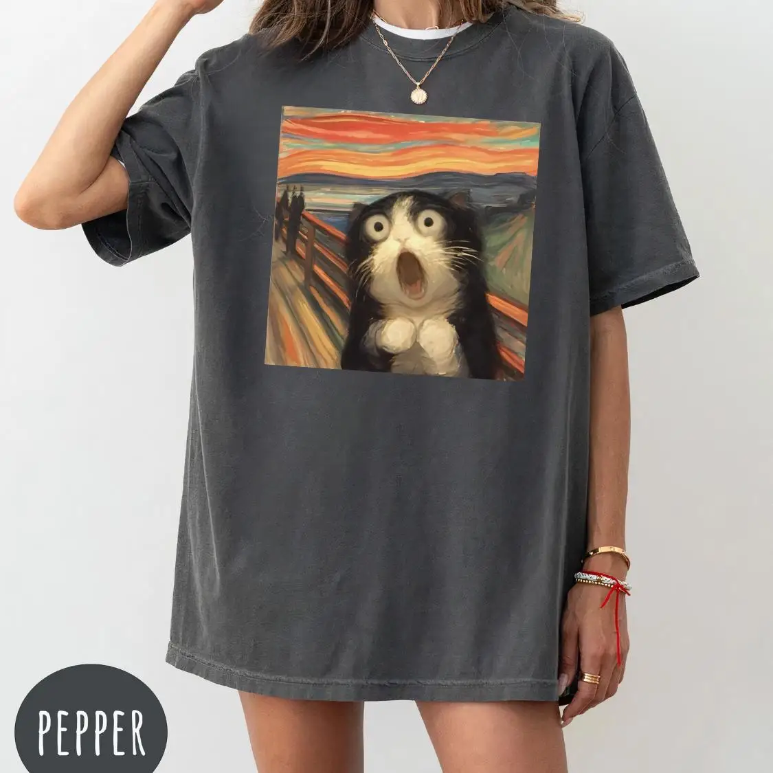 

Женская летняя футболка больших размеров с забавным принтом «Кошачий крик» (пародия), хлопковая, дышащая, стильная, универсальная, в уличном стиле, оверсайз