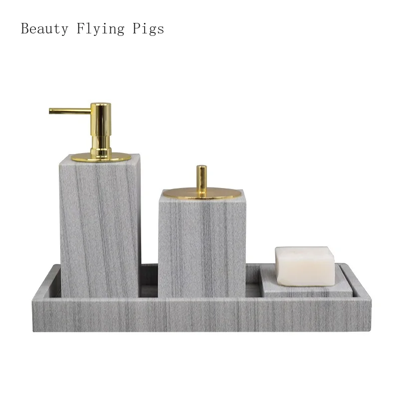 

Grey marble bathroom kit bathroom washing household wash basin tray lotion bottle accessories Bathroom accessories Tissue box