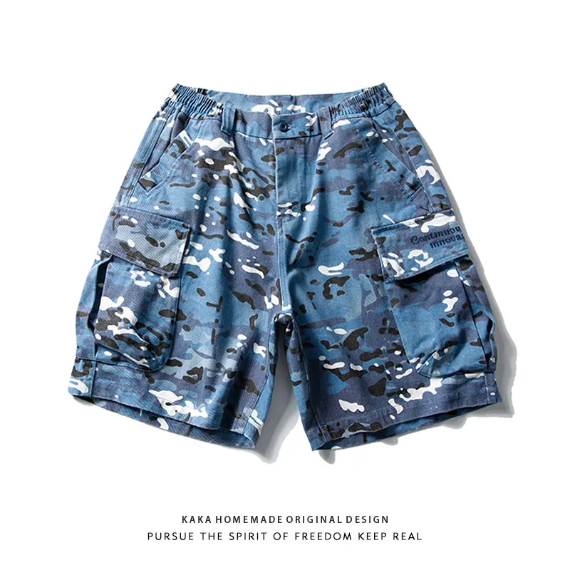 

Повседневная камуфляжная рабочая одежда, мужские летние свободные брюки с большой талией, молодежные прямые брюки