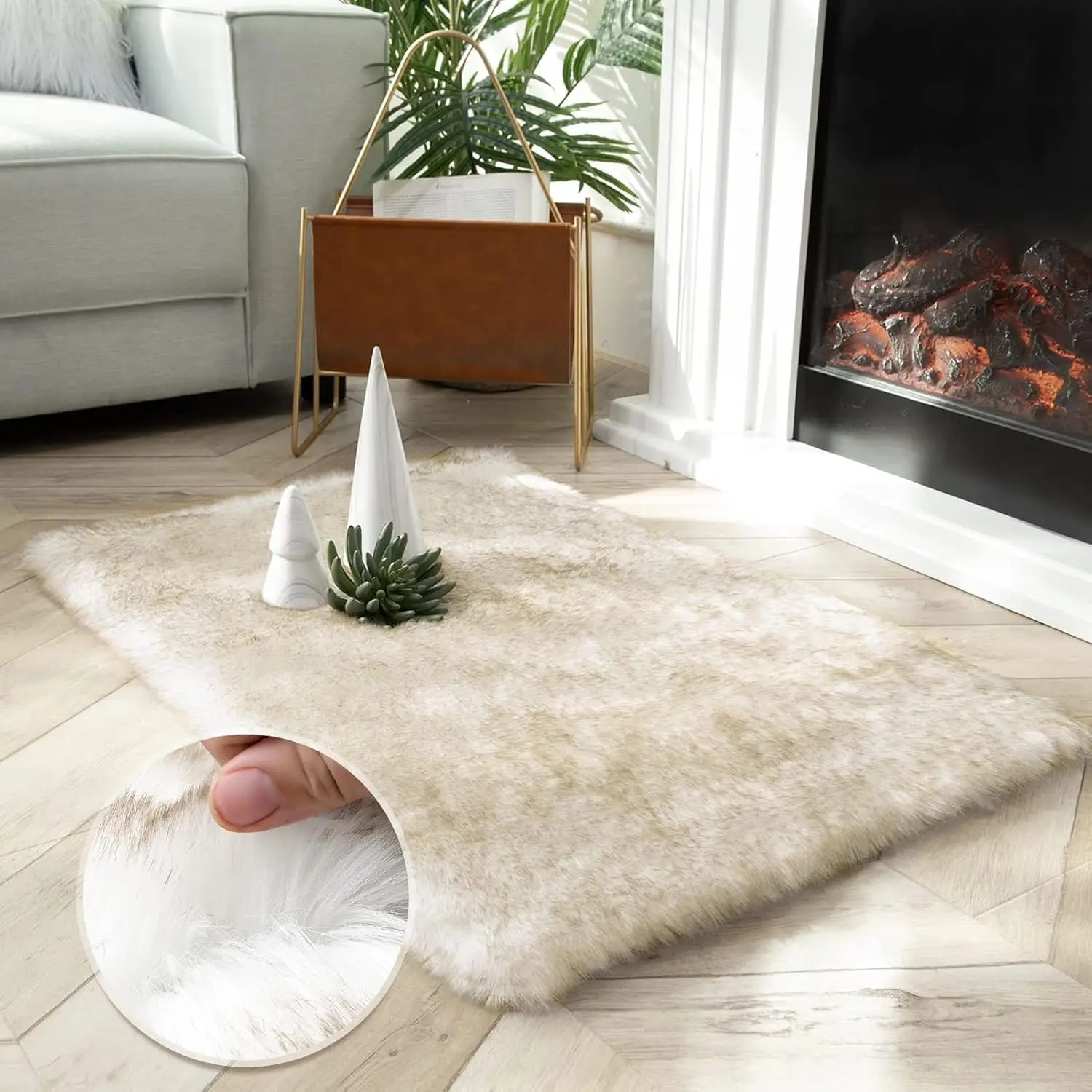 

Soft Chair Couch Cover Area Rug For Bedroom Floor Sofa Living Room White Brown Rec 2 X 3 Feet