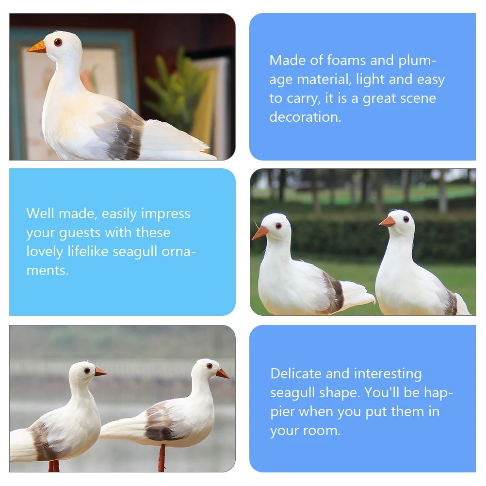 

1pc Seagull Decoration Ornament Lifelike Foam Plumage Bird Craft For Garden Home Office Desktop Micro Landscape Art Decor