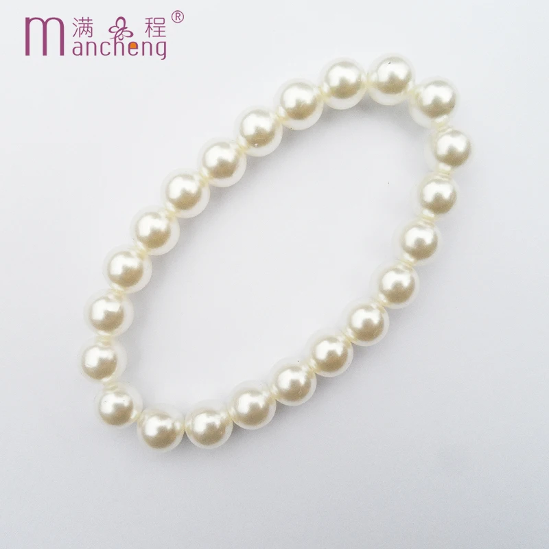 fnaf 2 rupee item 20Beads Fashion 10MM White Pearl  Bracelet Bangle Unisex Rope Chain Strand Pulseras Women Girl Good Quality