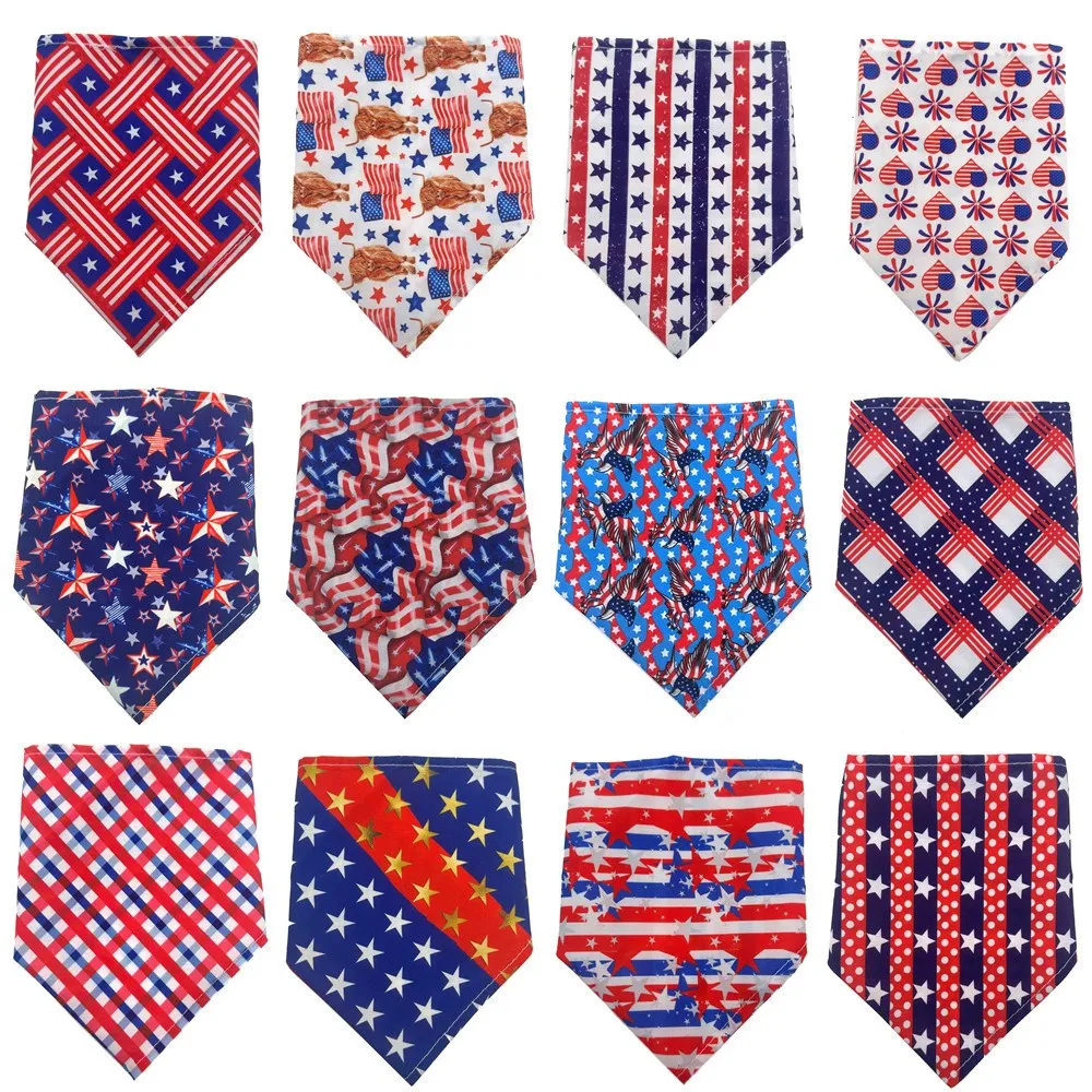 

30/50pcs 4th of July Style Dog Bandana Pet Supplies Independence Day Dog Accessories