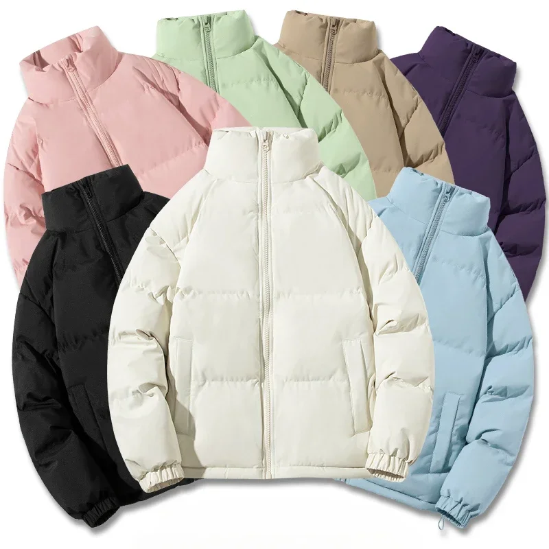 7-Farben-Herren-Winterjacke, warm, dick, einfarbig, Paar, lockerer, winddichter, mit Baumwolle gefütterter Parka-Mantel für den täglichen Gebrauch im Büro