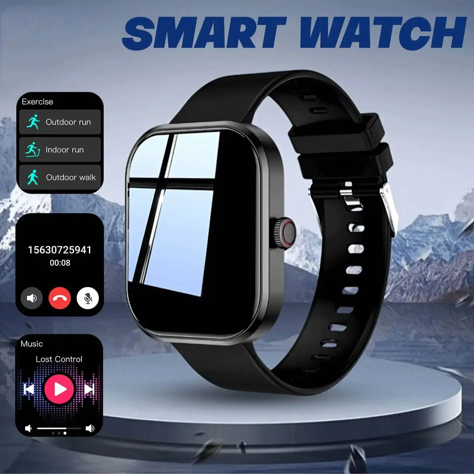 

2026 New Smart Watch HD Touchscreen - Wireless Calling, Camera & Music Control, Multi-Sport Modes, Alarm/Call-SMS Alert, Custom