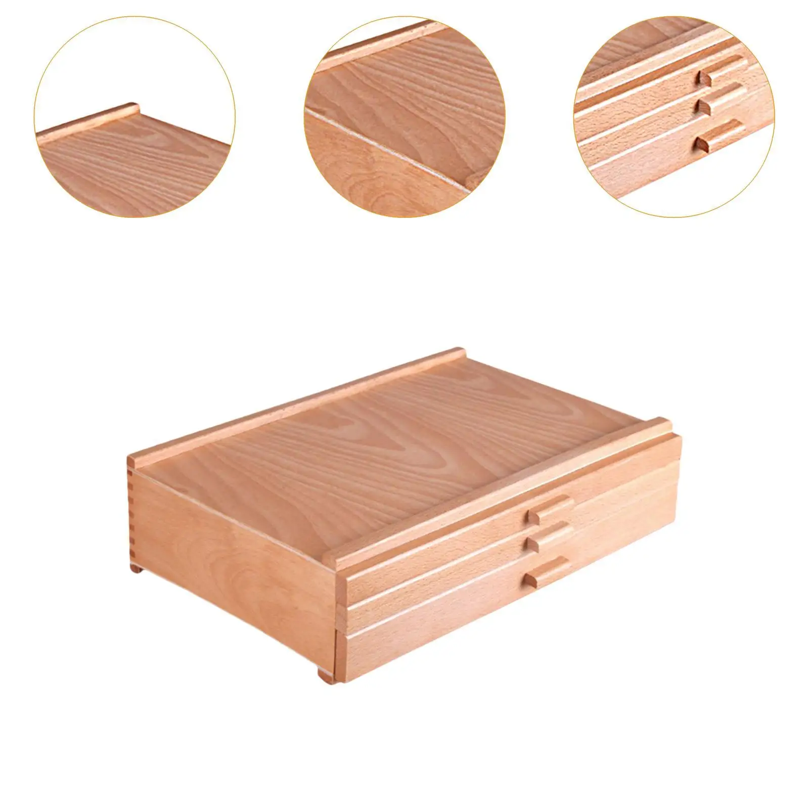 Wooden Artist Storage Supply Box Storage Box 3 Drawers Multi Function with