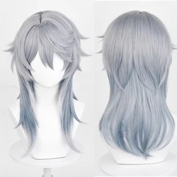 Honkai Star Rail-Peluca de cabello sintético para Cosplay, pelo corto y liso, color gris y azul degradado, resistente al calor, ideal para fiesta