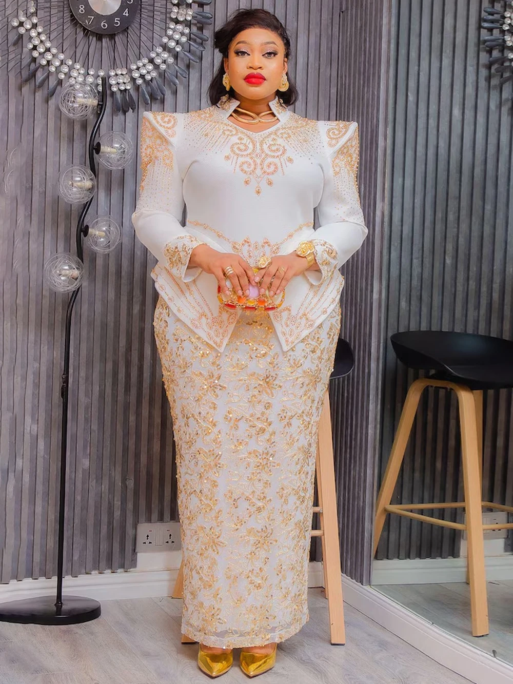 فساتين أفريقية فاخرة للنساء أنيقة بأكمام طويلة رداء ماكسي أنقرة Dashiki ملابس حفل زفاف مساء فستان مقاس كبير