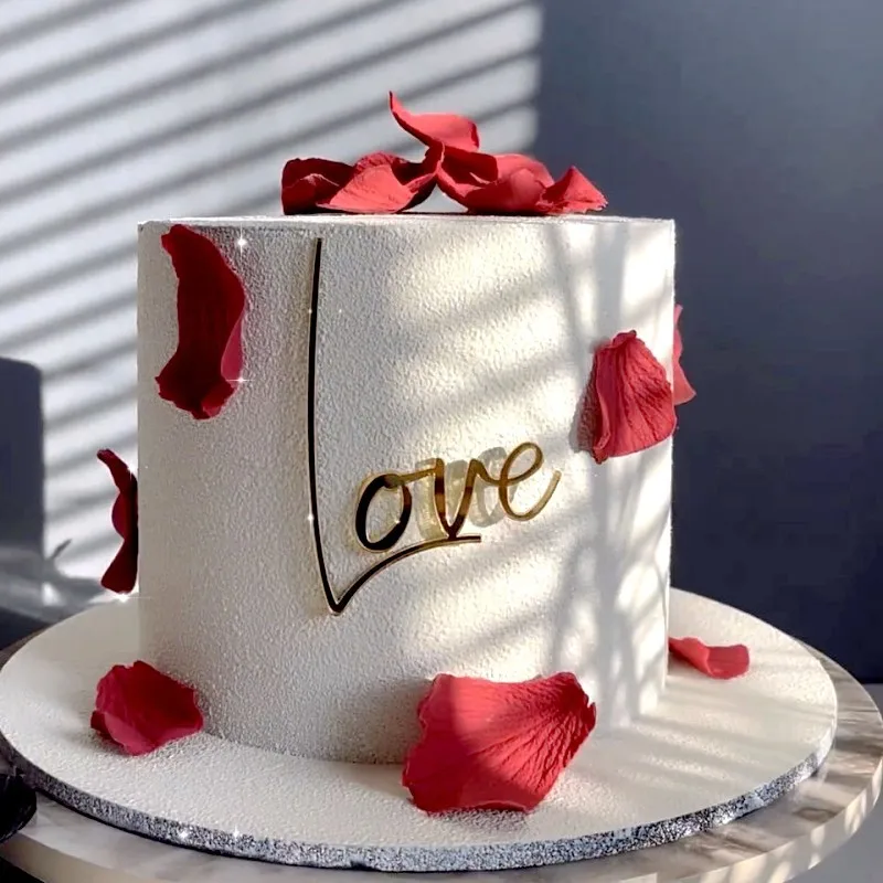 Nuovo No Stick Love Wedding Cake Topper Gold Happy Birthday Topper acrilico per compleanno forniture per feste di matrimonio decorazioni per torte