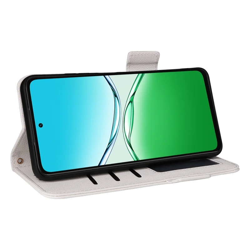 For  OPPO A5/A5M 5G 2025 CPH2735 luxury smooth side buckle wallet magnetic case mobile phone litchi pattern flip protective case - náhled 5