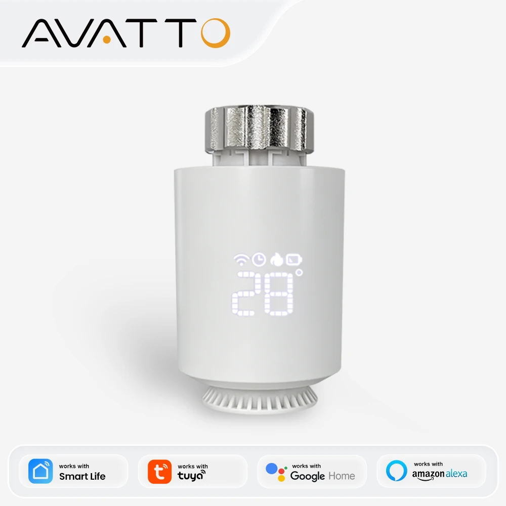 

Умный термостат AVATTO ZigBee3.0, привод для радиатора, термостатический клапан TRV, совместим с Tuya, Alexa, Google Home, Alice