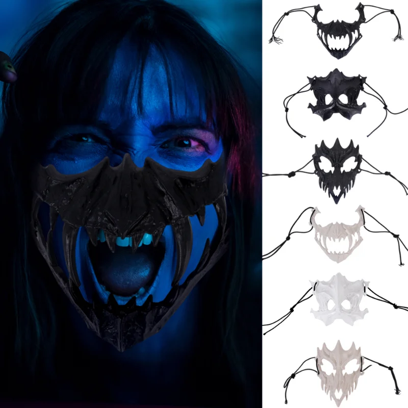 Demônio crânio máscara feriado-temático carnaval meia máscara facial anime trajes cosplay unisex horror festa adereços máscaras faciais headwear