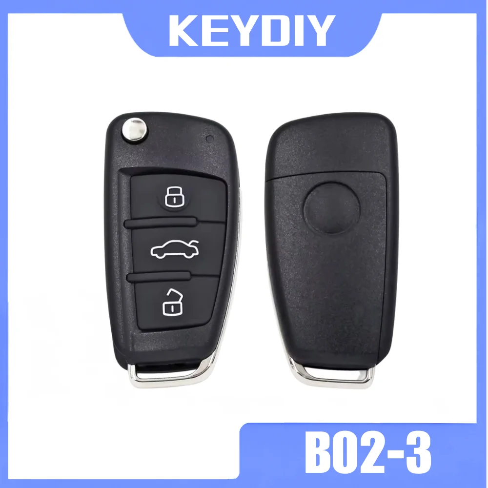 Keydiy B02-3 B02-3 Metal Smart car remote key 2026 universal flip keys for Audi type 10 pcs/lot 3 botton