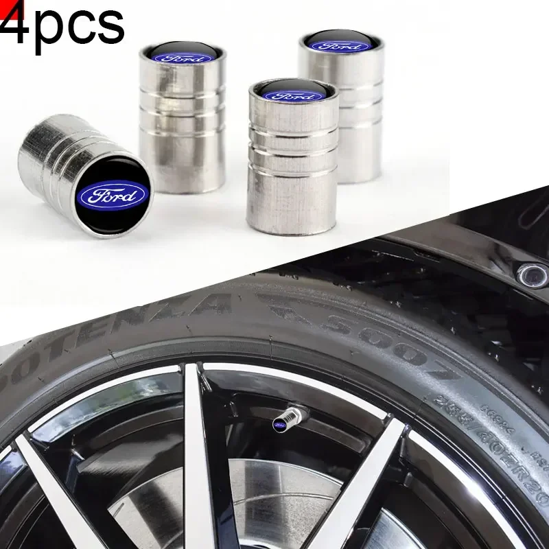 4pieces of Round Metal Tire Valves for Car Styling Car Wheels For Ford Focus Mondeo Kuga Fiesta Escort Explorer Edge 2 4 MK2 MK4