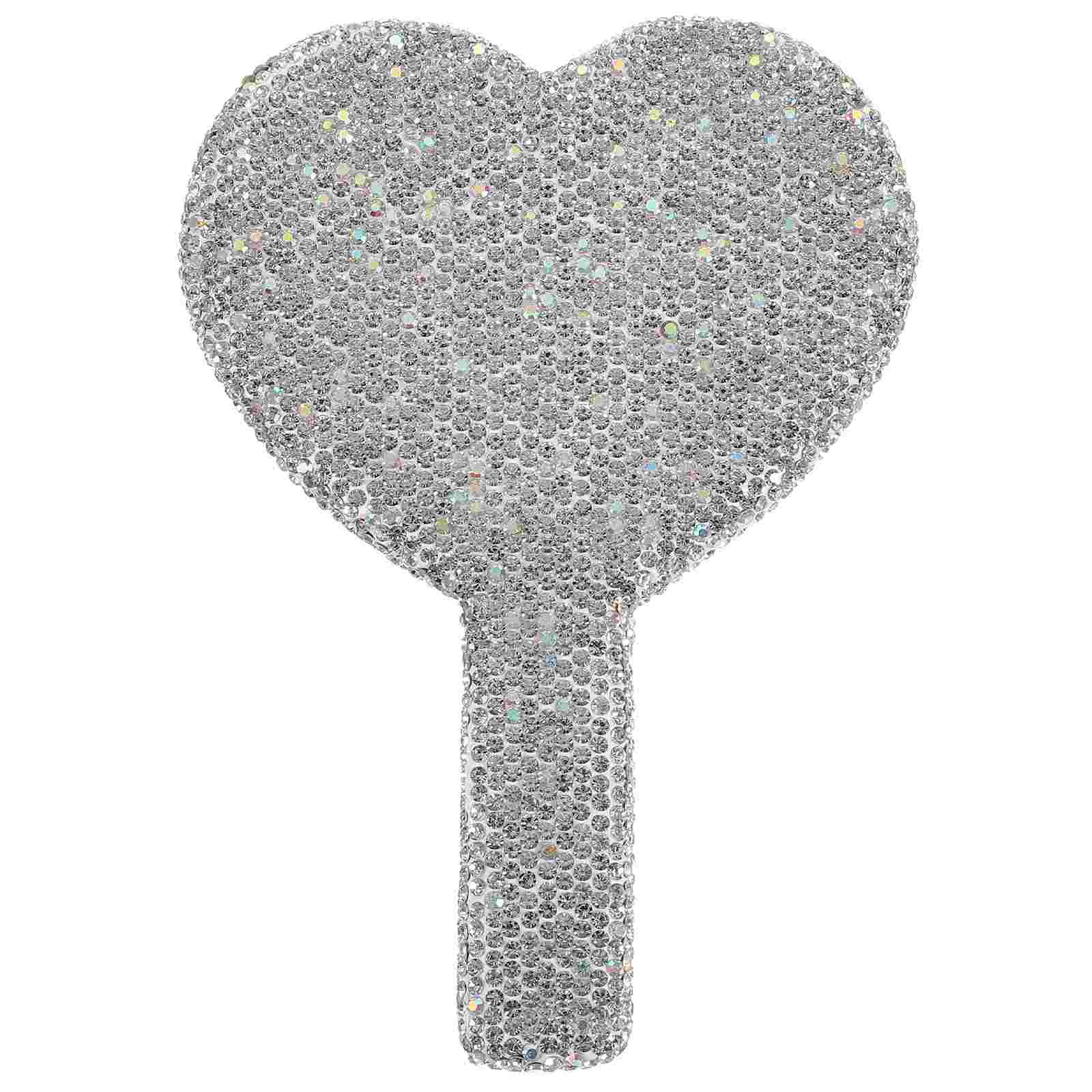 

Rhinestones Crystal Makeup Mirror Man Vanity Mirrors Handheld with Handle Drill Cute Dazzling Small Compact