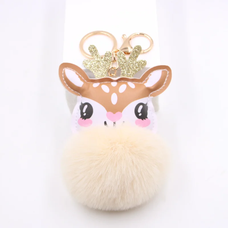Cute Cartoon Colorful Animal Elk Keychain Fashionable and Personalized Backpack Decoration Plush KeyChains Xmas Gifts 1pcs