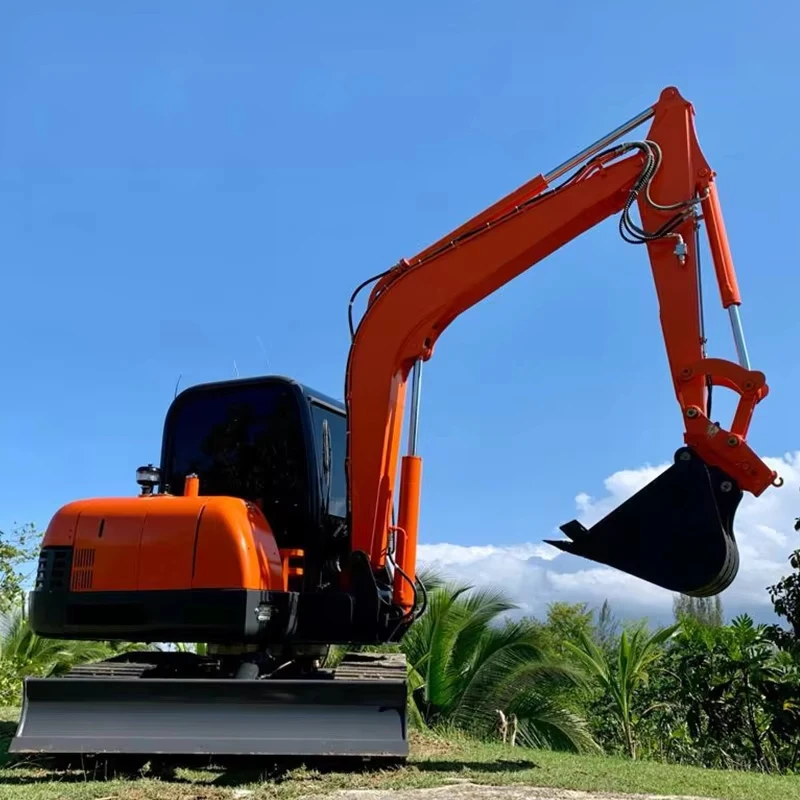 Large Earthmoving Excavator 6Ton Crawler Diesel Hydraulic Model Air Condition Cabin Highway Dam Mass Soil Digging Equipment
