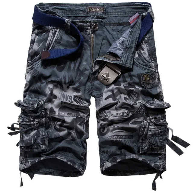 Hot 2024 Summer wear military Tactical army shorts Retro washing camouflage Wrinkle loose multi pocket men\'s cotton loose shorts