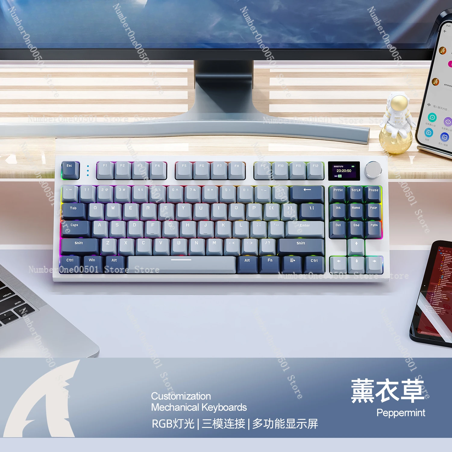 

K86 three-mode Bluetooth wireless RGB display Gasket knob custom hot-swappable mechanical keyboard