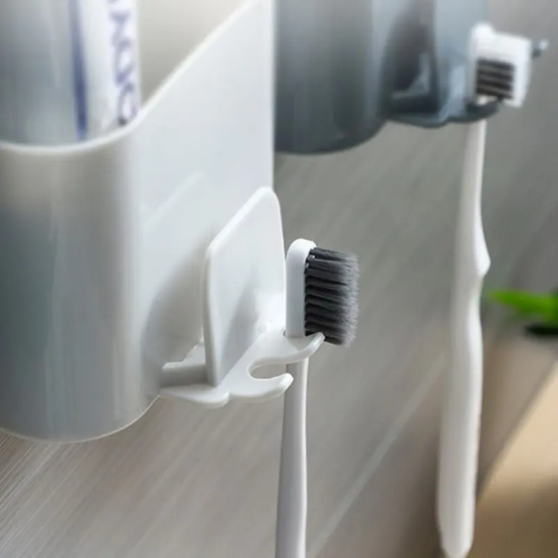 Toothbrush Holder Punch-free Wall-mounted Shaver Toothpaste Mouthwash Cup Rack