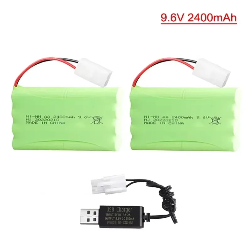 9.6V 2400mAh Ni-MH AA Rechargeable Battery Pack Tamiya Plug with Charger for Remote control toy Car Tanks Trains Robot Boat Gun