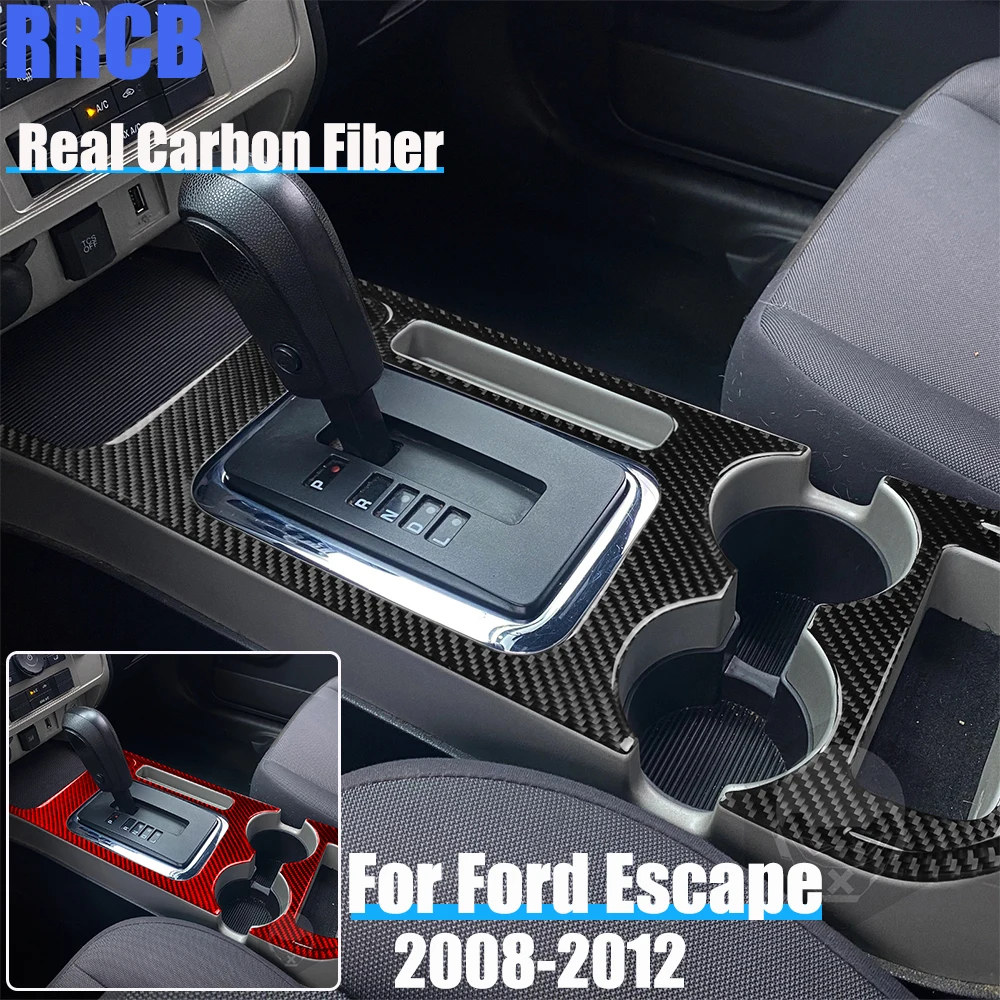 

Real Carbon Fiber Car Accessories Gear Shift Surround Trim Soft Cover Sticker For Ford Escape 2008-2012 For Mazda Tribute 08-11
