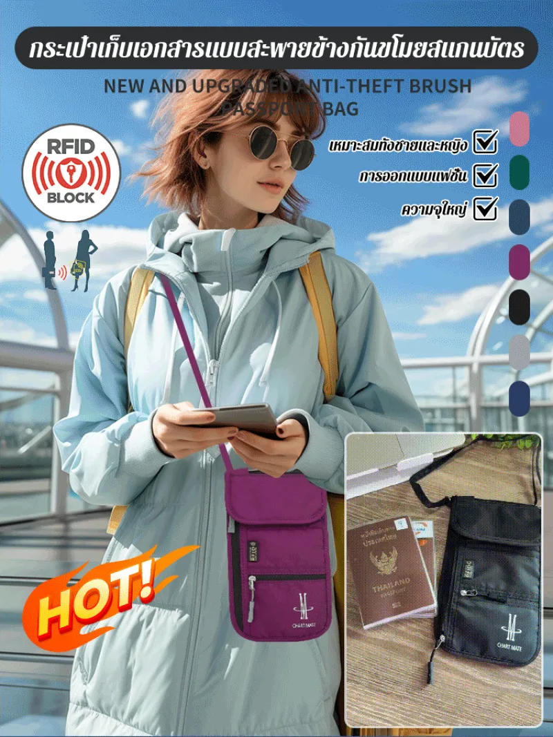 

Портативный держатель для документов, шейный ремень, сумка через плечо, сумка для телефона, держатель для паспорта, противоугонный кошелек, держатель для авиационных билетов