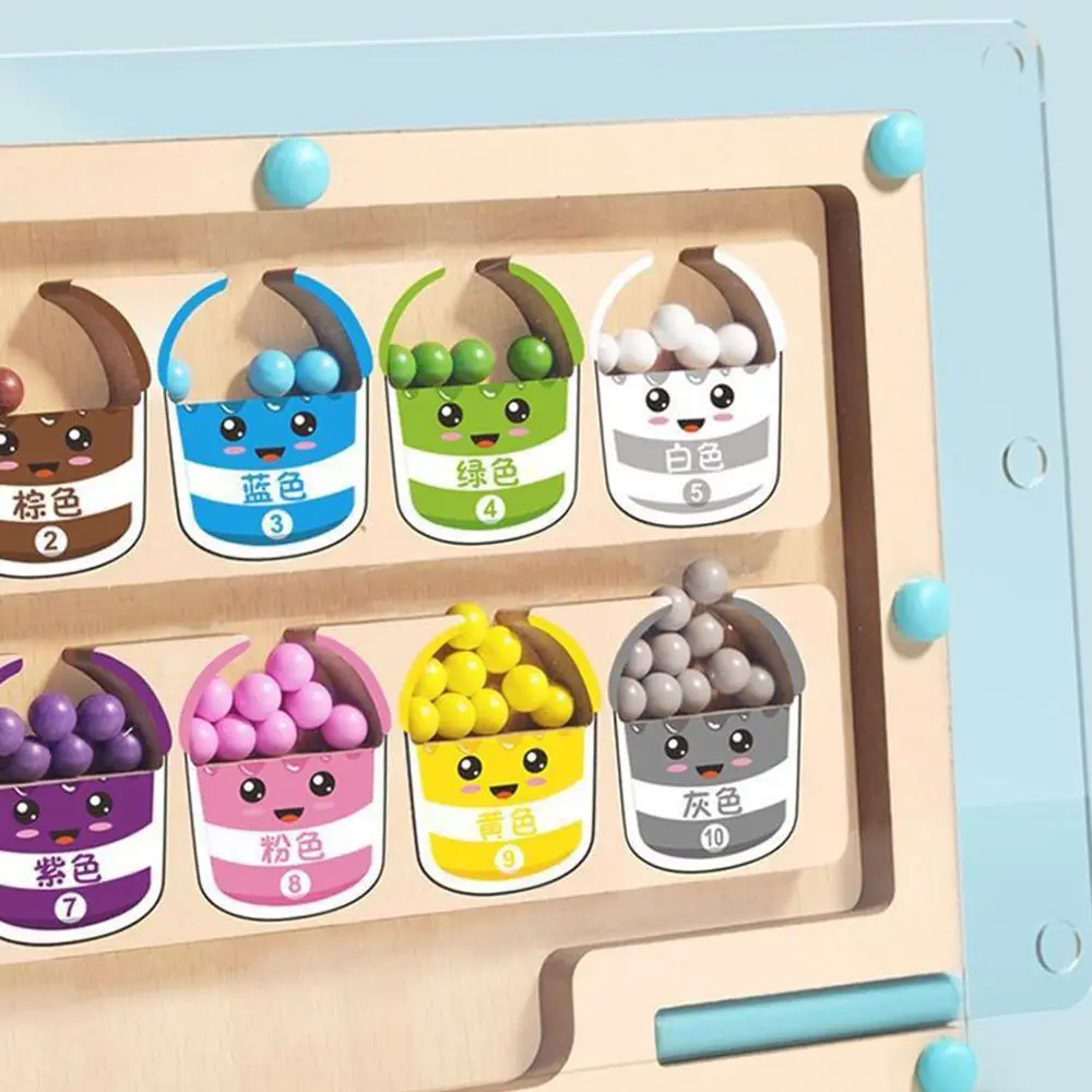 เขาวงกตตัวเลขแม่เหล็กหลากสีสร้างสรรค์ ฝึกทักษะกล้ามเนื้อมัดเล็ก แยกสี วัสดุไม้