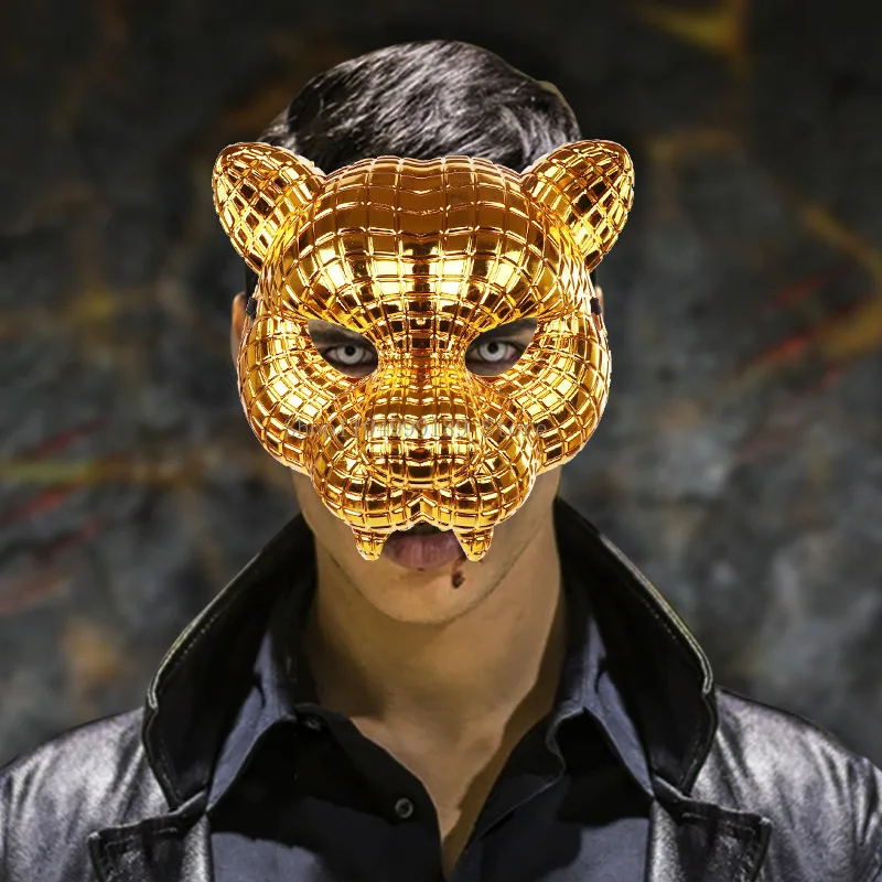 

Halloween Carnival Party Animal Horror Mask Golden Leopard Masquerade Cosplay Party Photo Props Costume Accessories