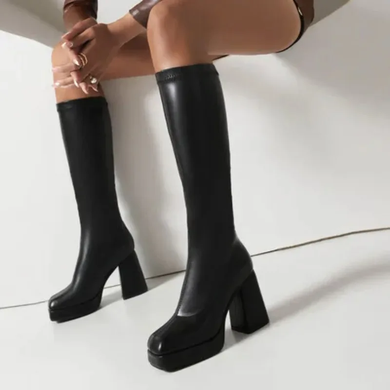 Boots Winter Shoes For Women Round Toe Luxury Designer Clogs Platform Sexy Thigh High Heels High Sexy Stiletto Low 2024 Fashion