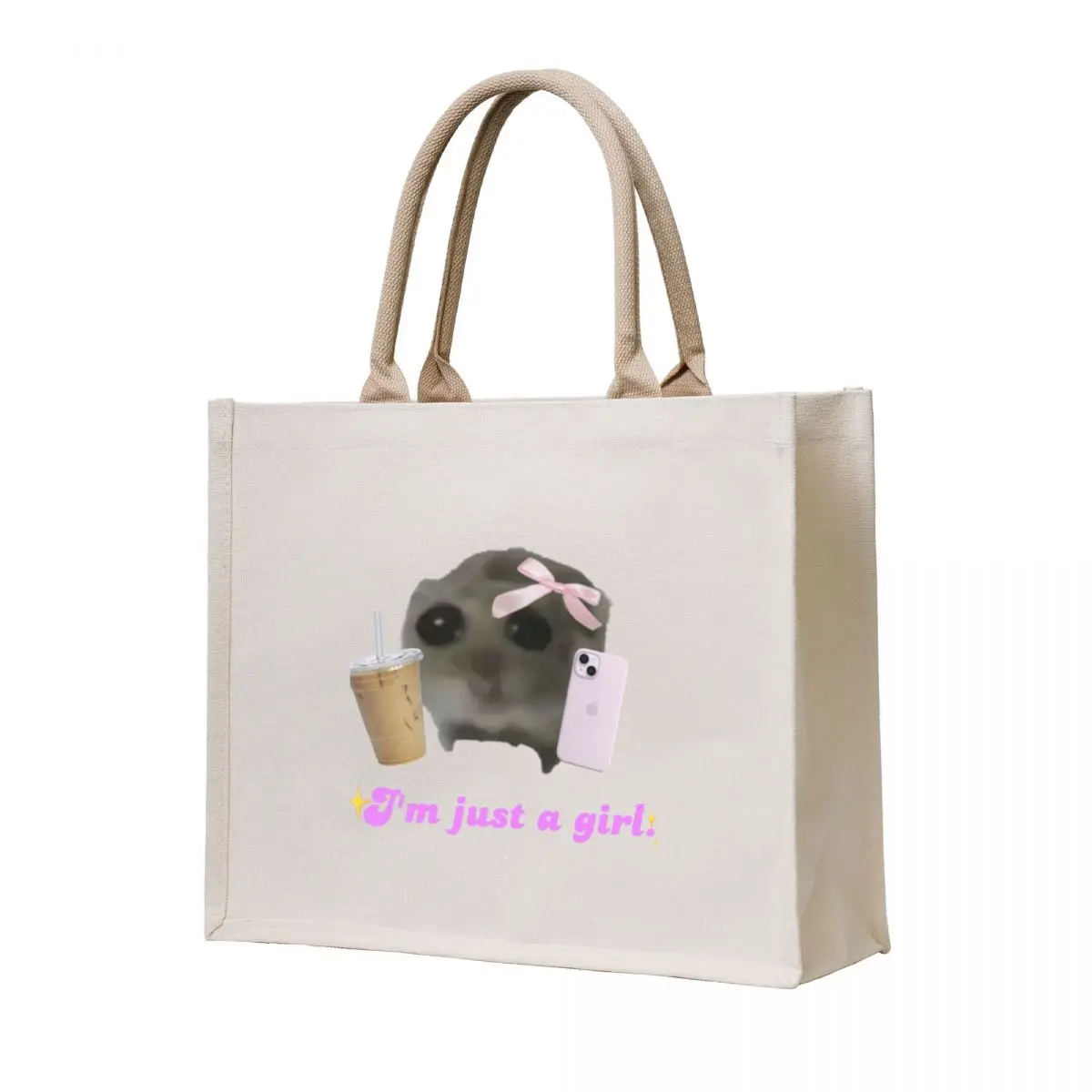 

I'm Just A Girl Sad Hamster Tote Bag female bag Lady bags Fabric bag