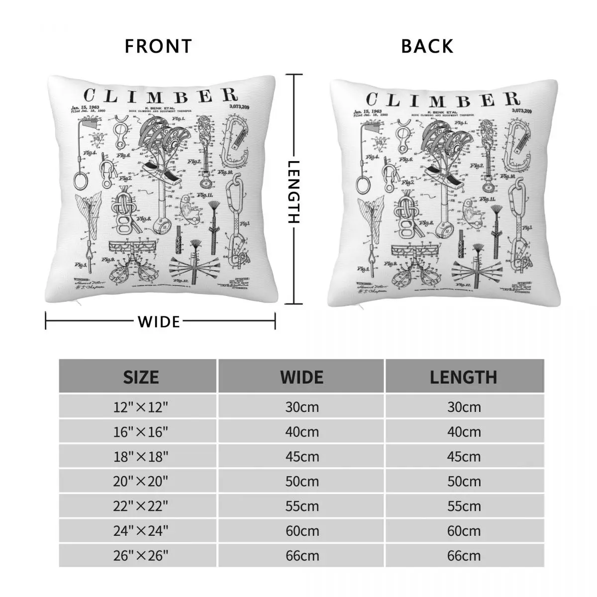 Climber Rock Bouldering Patent Square Pillowcase Polyester Linen Velvet Pattern Zip Decor Pillow Case Sofa Cushion Cover 45x45