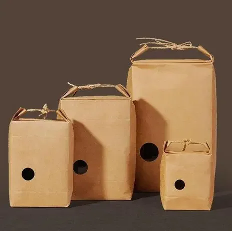 20PCS raft paper bag/ stand paper gift bags/food paper bags/Cookies Walnut dry fruit stand box with handle