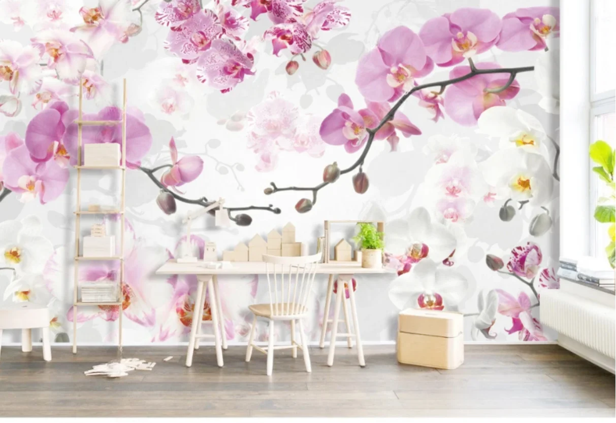 Custom size mural romantic dream Swan Lake water rose pattern mural home decoration room decoration painting  3d wallpaper
