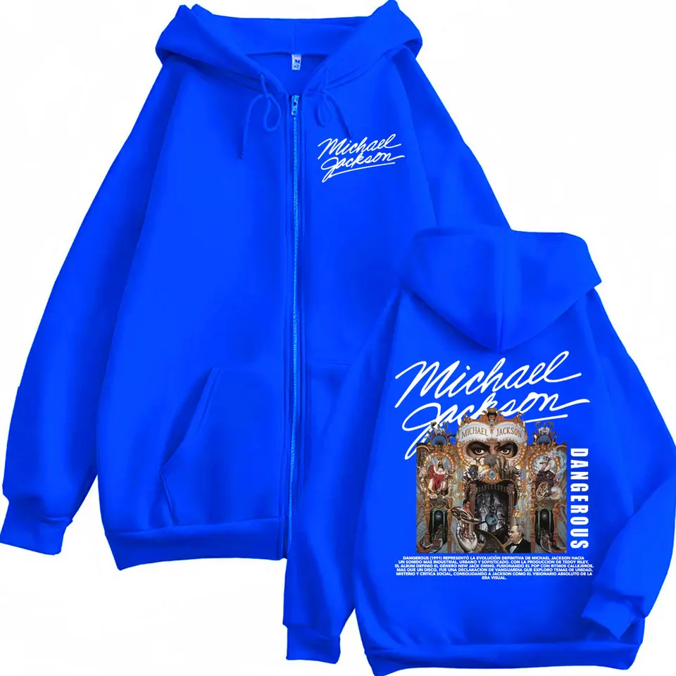 Michael Jackson King of Pop Dangerous Zip Up Hoodie Men Women Hip