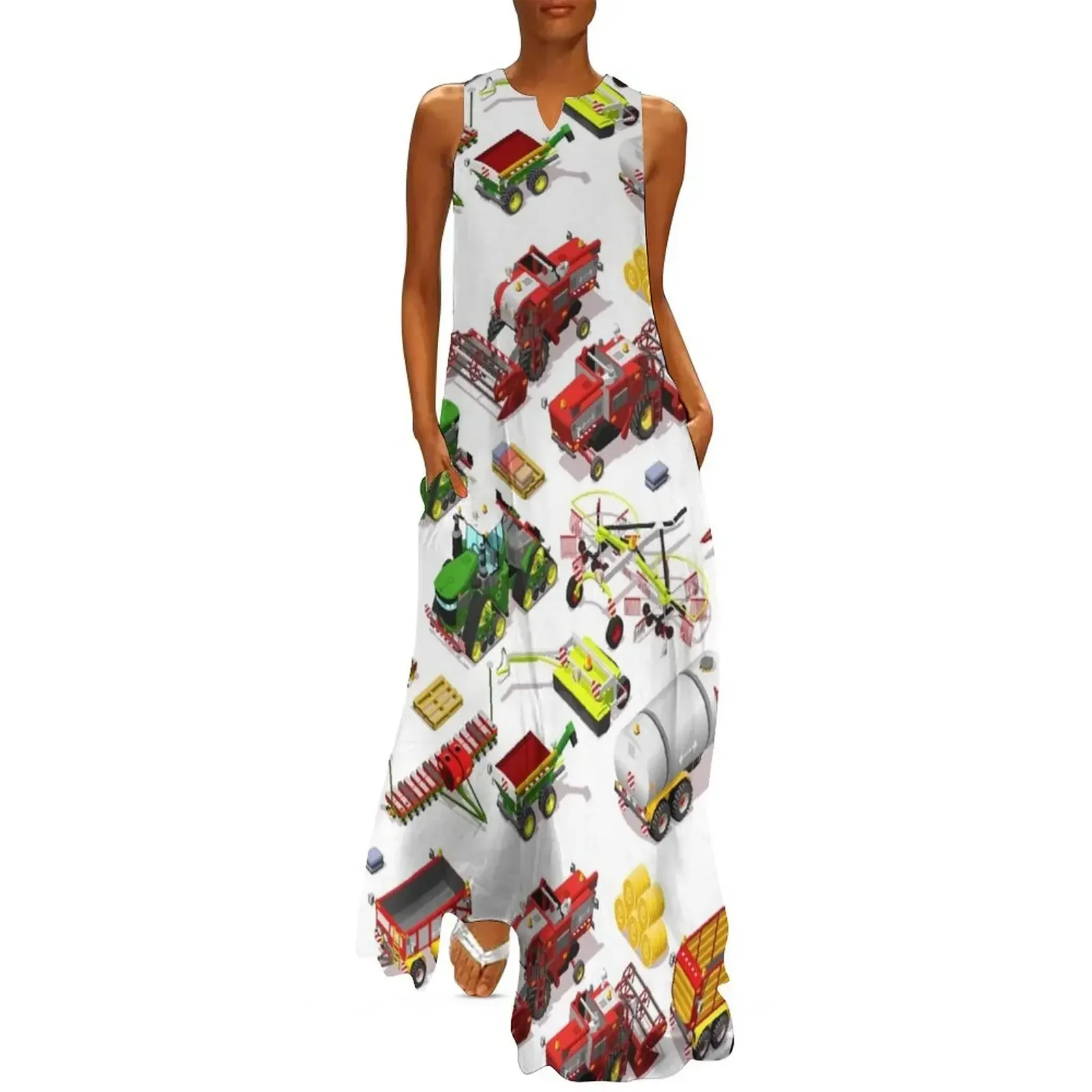

Isometric Farm Farmer Vehicle Long Dress Long dress woman women's fashion dresses summer woman dress 2025 summer