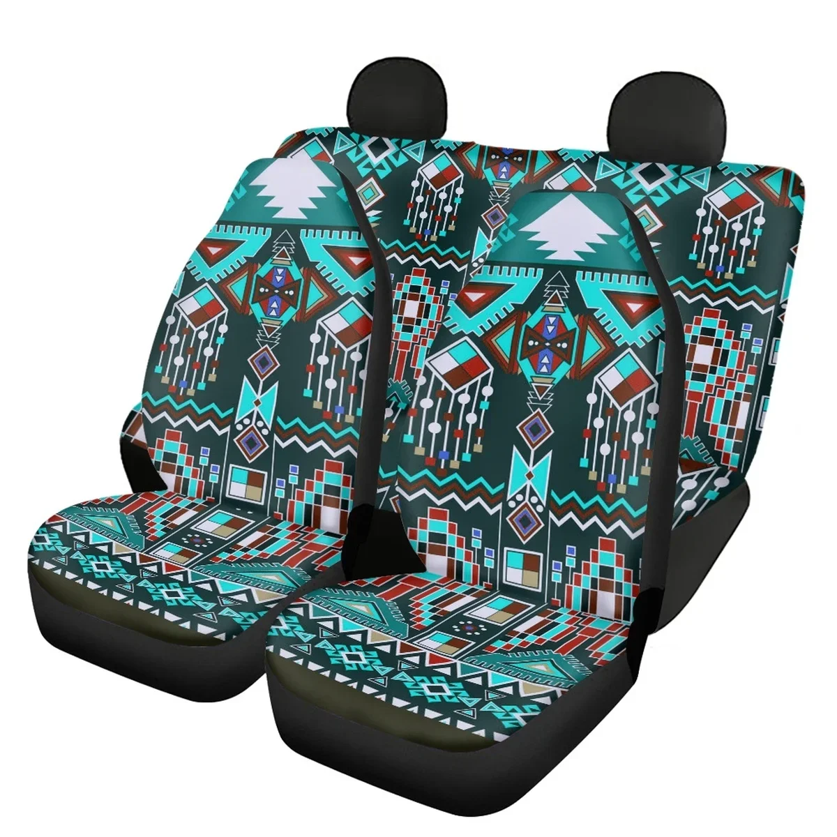 

The Car Interior Seat Covers of Aztes Indians Tribal Car Seat Protector 4pcs/Set Accessoires Design Slip-Resistant Easy to Clean
