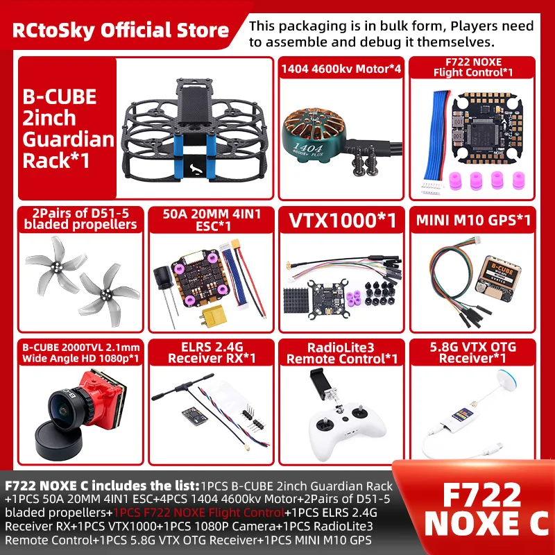 B-CUBE 2inch Guardian FPV Drone FrameKit Carbon Fiber Racing Drone Quadcopter INAV Beatflight F722 NOXE Ardupilot Flight Control
