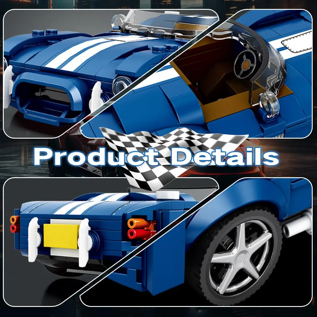 333PCS AC COBRA Car Building Block Set Creative City Vehicle Diy Car Model Bricks Desktop Display  Toys For Kids Holiday Gifts