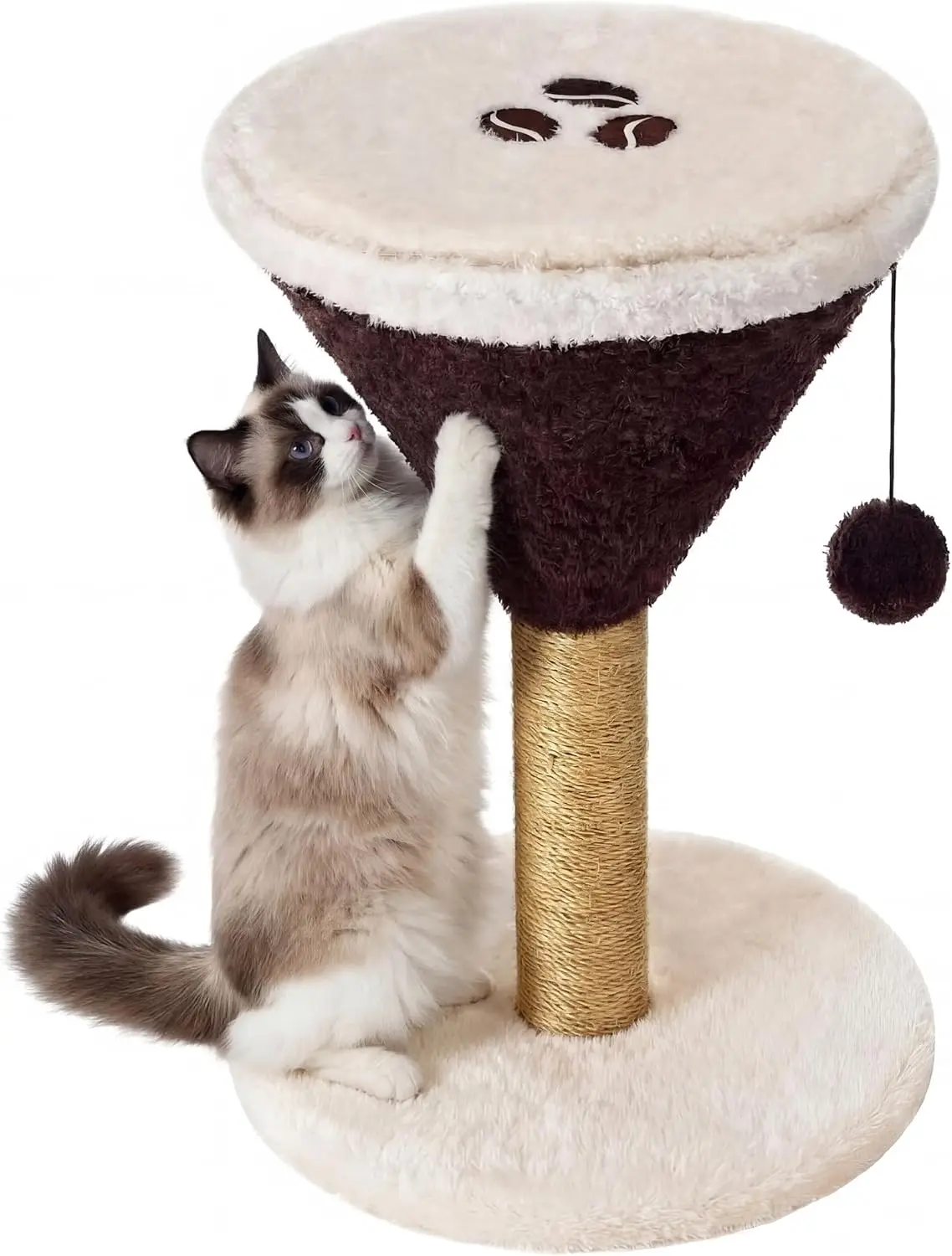 Indoor Cat Activity, Espresso Color, Cardboard, Scratcher with Dangling Ball