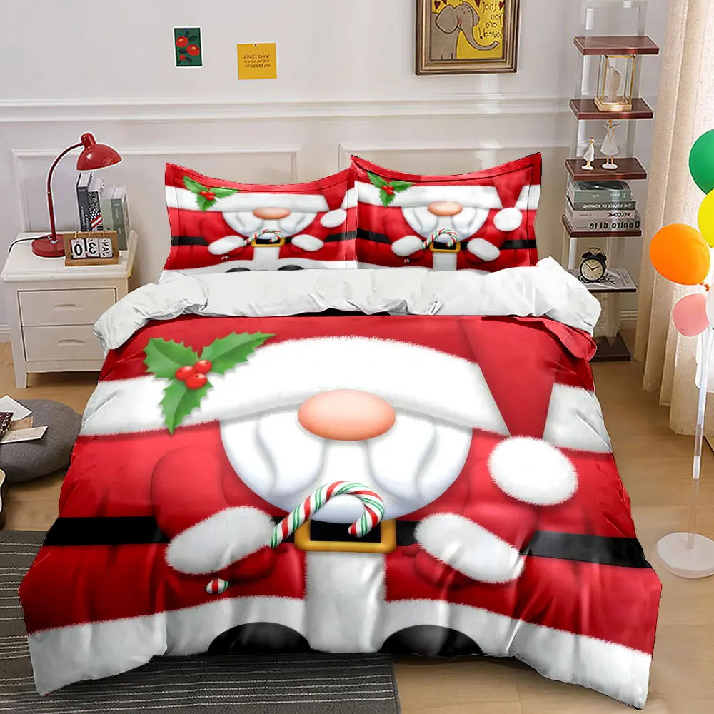 Santa Claus holding a candy cane with a festive vibe Print Duvet Cover Bedding Set Included 1*Duvet Cover 2*Pillowcases