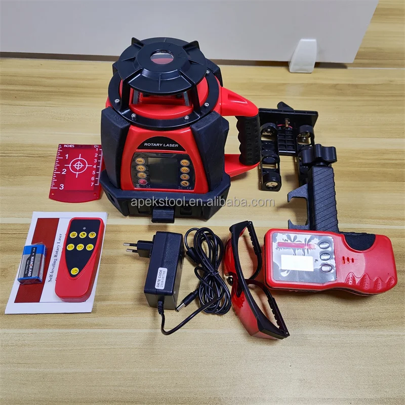 Durable Red Lines 360 Rotary Laser Level Long Range Self-Leveling Rotary Laser Level